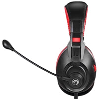 Marvo Scorpion H8321S Auriculares para juegos, sonido estéreo, micrófono omnidireccional flexible, controladores de audio de 40 mm, control de volumen en la oreja, conexión de 3,5 mm, negro y rojo