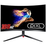 piXL CM32GF5 Monitor curvo para juegos de 32 pulgadas, 144 Hz/165 Hz, tiempo de respuesta de 5 ms, sin marco, Freesync, G-Sync, 1920 x 1080 Full HD, DisplayPort, HDMI, montaje VESA, acabado negro