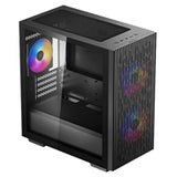 DeepCool MATREXX 40 3FS Case, Gaming, Black, Micro Tower, 1 x USB 3.0 / 1 x USB 2.0, Tempered Glass Side Window Panel, Mesh Front Panel for Optimized Airflow, Tri-Colour LED Fans, Micro ATX, Mini-ITX