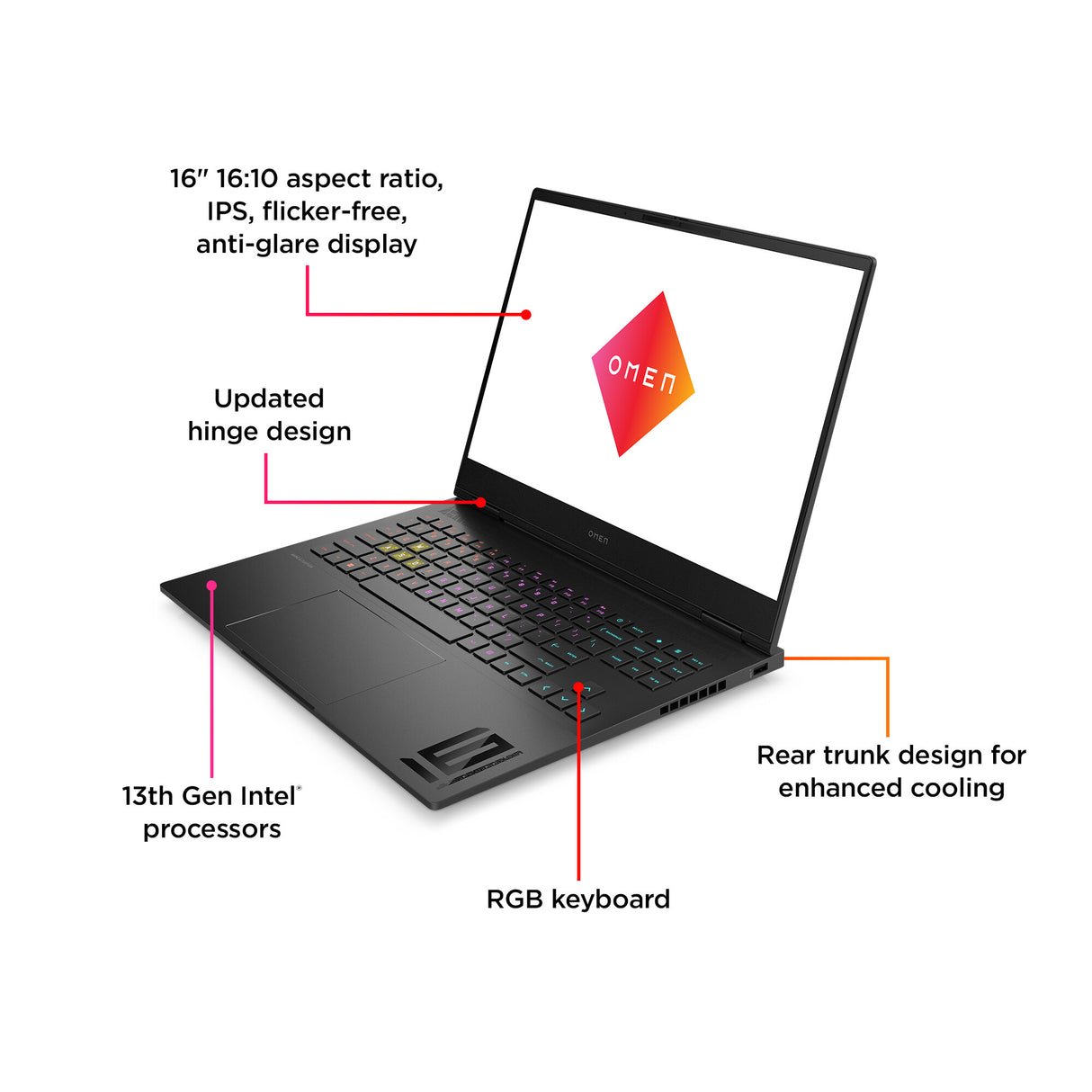 HP OMEN 16-u0004na Intel® Core™ i7 i7-13700HX Laptop 40.6 cm (16") 2K 16 GB DDR5-SDRAM 1 TB SSD NVIDIA GeForce RTX 4060 Wi-Fi 6E (802.11ax) Windows 11 Home Black