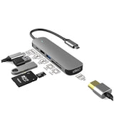 Prevo C605A 6-In-1 USB-C 4K Media and Data Transfer Hub Docking Station with 60W Passthrough, USB-C, HDMI, SD, USB-A  for PC, Laptop, Tablet - Windows and Mac iOS Compatible