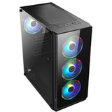 CRONUS Achos Case, Gaming, Black, Mid Tower, 1 x USB 3.0 / 2 x USB 2.0, Tempered Glass Side & Front Window Panels, Addressable RGB LED Fans, ATX, Micro ATX, Mini-ITX