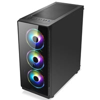 CRONUS Achos Case, Gaming, Black, Mid Tower, 1 x USB 3.0 / 2 x USB 2.0, Tempered Glass Side & Front Window Panels, Addressable RGB LED Fans, ATX, Micro ATX, Mini-ITX