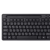 Evo Labs WM-757UK Ensemble combiné clavier et souris sans fil, avec support intégré pour tablette/mobile/smartphone, clavier Qwerty UK pleine taille 2,4 GHz avec souris sans fil, idéal pour la maison/bureau, noir