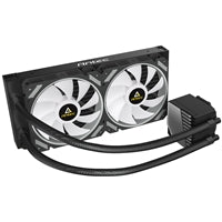 ANTEC Symphony 240 AiO Enfriador líquido de CPU, enchufe universal, radiador de 240 mm, ventiladores de refrigeración PWM 1600 RPM, iluminación LED RGB direccionable con cabezal de bomba de iluminación ARGB cromática