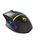 Marvo Scorpion M791W Souris de jeu double mode sans fil et filaire, rechargeable, RVB avec 7 modes d'éclairage, 6 niveaux réglables jusqu'à 10 000 dpi, capteur optique de qualité jeu avec 8 boutons, noir