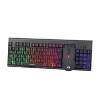 Marvo Scorpion KW512 Ensemble clavier et souris sans fil, 12 touches multimédia, rétroéclairage LED 3 couleurs avec 7 modes d'éclairage, souris optique réglable 800-1600 dpi, 6 boutons, idéal pour les jeux, la maison ou le bureau