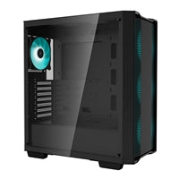 DeepCool CC560 Case V2, Gaming, Black, Mid Tower, 1 x USB 3.0 / 1 x USB 2.0, Tempered Glass Side Window Panel, DeepCool Blue LED Fans, ATX, Micro ATX, Mini-ITX