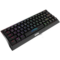 Marvo Scorpion KG962W-UK Teclado mecánico inalámbrico para juegos con interruptores rojos, diseño 60% compacto, conexión trimodo, inalámbrico de 2,4 GHz, Bluetooth o con cable, retroiluminación arcoíris, anti-ghosting N-Key Rollover