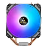 ANTEC A400i Ventilador Enfriador de CPU, Enchufe Universal, Ventilador RGB PWM Silencioso con Efecto de Luz de Neón de 120 mm, 1800 RPM, 4 Heatpipes de Cobre de Toque Directo, Soporte Intel LGA 1700 Incluido