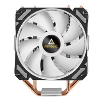 ANTEC A400i Ventilateur CPU Refroidisseur, Prise universelle, Effet néon 120 mm, Ventilateur PWM RVB silencieux, 1800 tr/min, 4 caloducs en cuivre à contact direct, support Intel LGA 1700 inclus