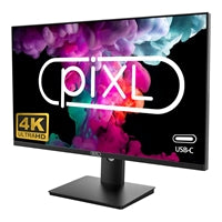 piXL PX27UDH4K 27 Inch Frameless IPS Monitor, 4K, LED Widescreen, 5ms Response Time, 60Hz Refresh Rate, HDMI, Display Port, 2x USB-A, USB-B, USB-C, 16.7 Million Colour Support, VESA Mount, Black Finish, 3 Year Warranty