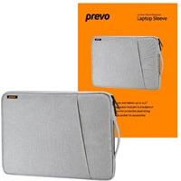 Prevo 15.6 Inch Laptop Sleeve, Side Pocket, Cushioned Lining, Light Grey