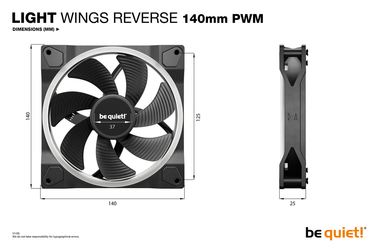 be quiet! Light Wings 140 mm PWM Reverse Black Computer case Fan 14 cm 1 pc(s)