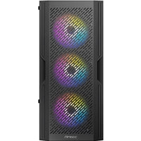 Boîtier ANTEC AX20, noir, tour moyenne, 1 x USB 3.0 / 2 x USB 2.0, panneau de fenêtre latérale en verre trempé, barre inclinée et conception en maille pour un flux d'air massif, 3 x ventilateurs LED RVB inclus, ATX, Micro ATX, Mini-ITX