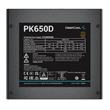 DeepCool PK650D Unidad de fuente de alimentación de 650 W, ventilador silencioso con cojinete hidráulico de 120 mm, bronce 80 PLUS, no modular, enchufe británico, cables planos negros, estable y con bajo nivel de ruido