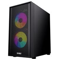 CRONUS Theia Airflow Case, Gaming, Black, Micro Tower, 1 x USB 3.0 / 2 x USB 2.0, Tempered Glass Side Window Panel, Mesh Front Panel for Optimized Airflow, Addressable RGB LED Fans, Micro ATX, Mini-ITX