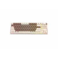 Royalaxe R87 Hot Swappable Mechanical Keyboard, 80% TKL Design, 89 Keys, 2.4GHz, Bluetooth 5.0 or Wired Connection, TTC Golden-Pink Switches, RGB, Windows and Mac Compatible, UK Layout