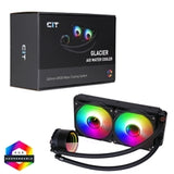 CiT Pro Glacier Infinity Black AIO Cooler, 240mm, 2x 120mm ARGB Fans, Copper Heatsink, Aluminium Radiator, Intel/AMD