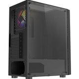 CIT Galaxy Black Mid-Tower PC Gaming Case with 1 x LED Strip 1 x 120mm Rainbow RGB Fan Included Tempered Glass Side Panel