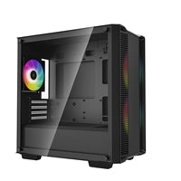 DeepCool CC360 ARGB, Black, Mini Tower Chassis w/ Tempered Glass Window, 3x 120mm ARGB Fans, USB 3.0, mATX/mITX