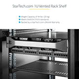 StarTech.com 2-Pack 1U Server Rack Shelf, Vented Rackmount Cantilever Tray for 19" Network Rack or Cabinet, Heavy-Duty 10" (25cm) Deep, Up to 44lb (20kg) Each
