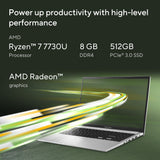 ASUS Vivobook 15 M1502YA-BQ165W AMD Ryzen™ 7 7730U Laptop 39.6 cm (15.6") Full HD 8 GB DDR4-SDRAM 512 GB SSD Wi-Fi 6E (802.11ax) Windows 11 Home Silver