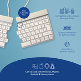 R-Go Tools Ergonomic keyboard R-Go Split Break with break software, ergonomic split keyboard, QWERTY (UK), Bluetooth, white