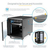 StarTech.com 4-Post 12U Server Rack Cabinet, Lockable 19" Data Rack Cabinet for Computer / AV / IT Equipment, Office / Home Network Rack with Casters & Adjustable Mounting Rails