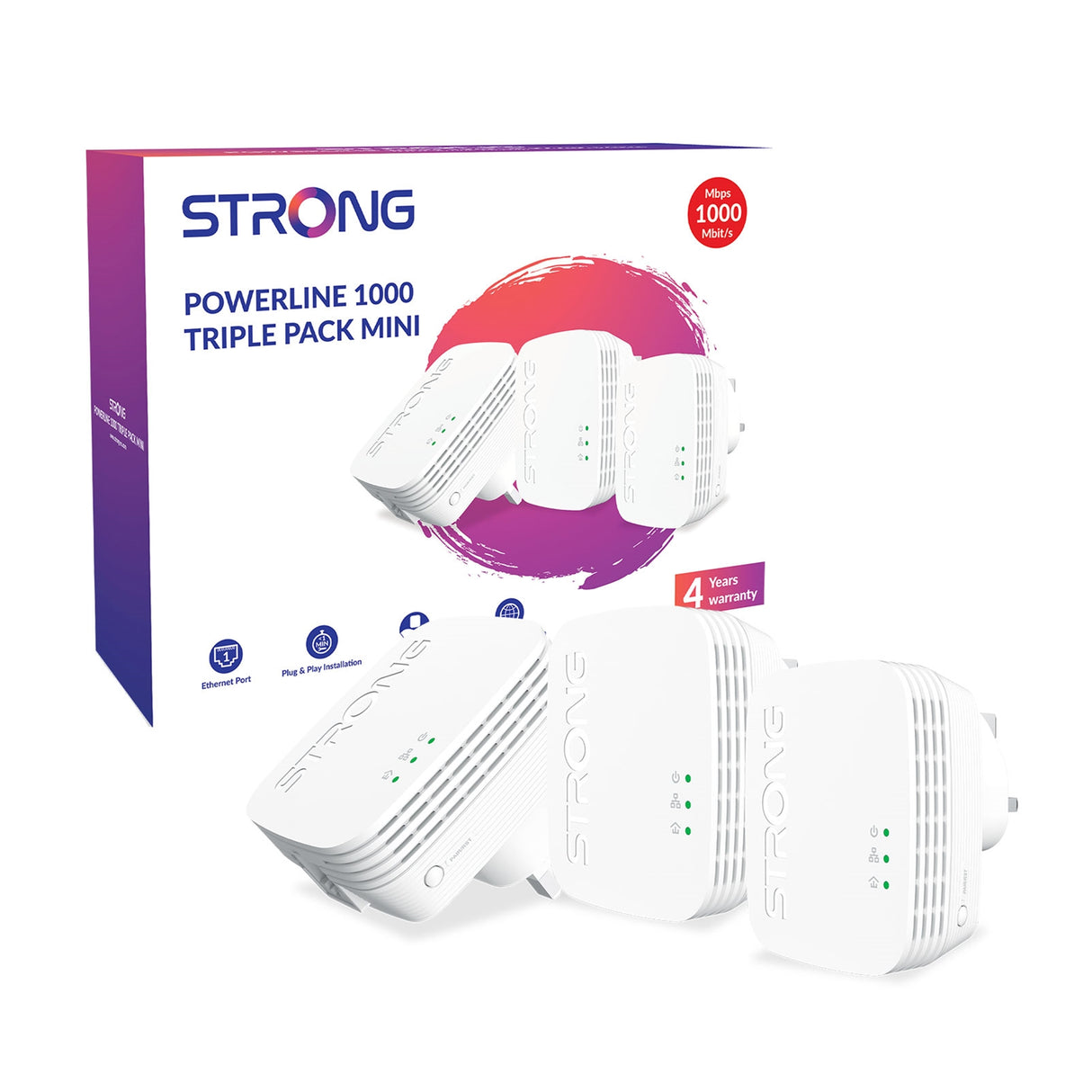 Strong POWERL1000TRIMINIUK AV1000 Mini Powerline Kit Triple Pack (3 Pack)