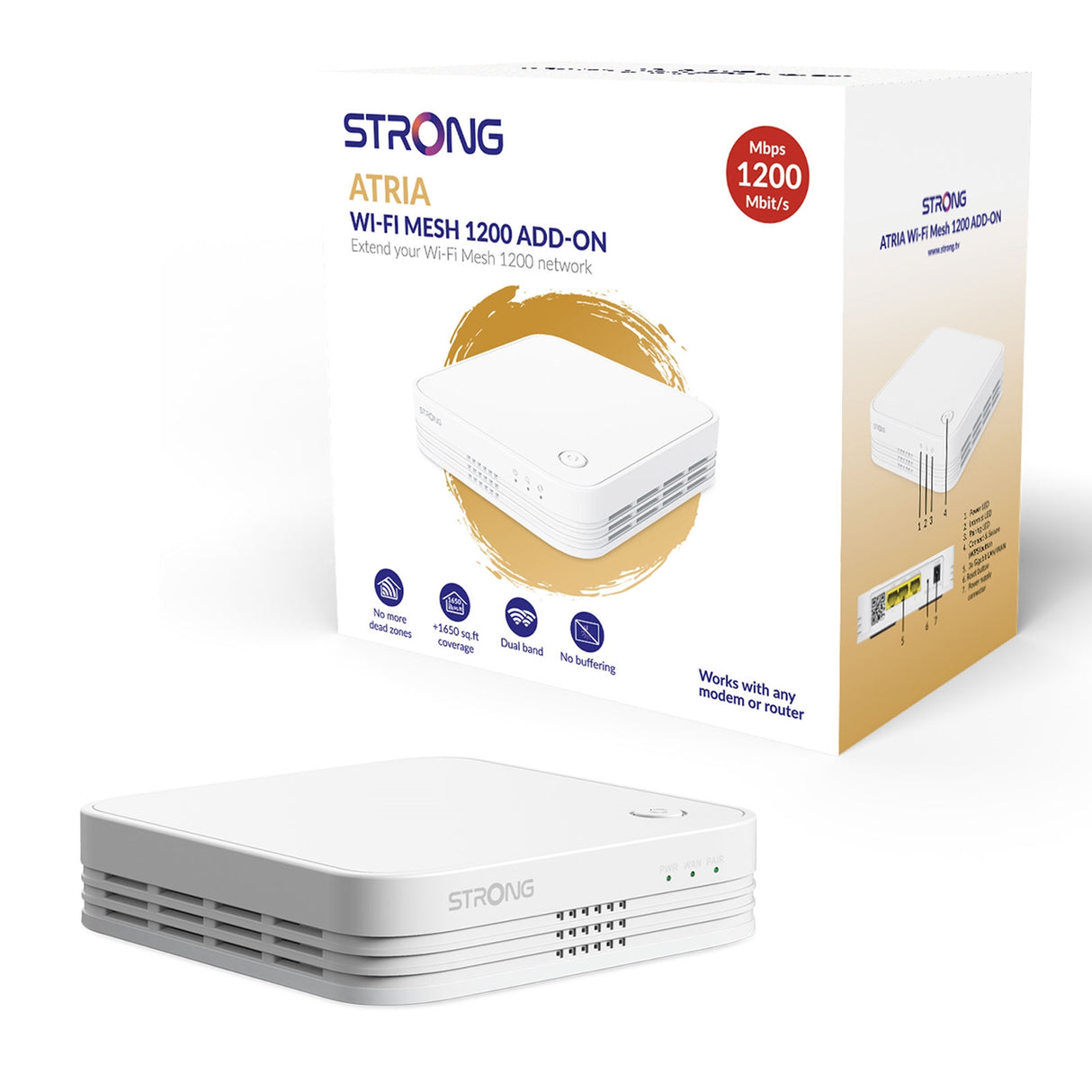 Strong MESH1200ADDUK Whole Home Wi-Fi Mesh System/Additional Unit (1 Pack) - 1,600sq.ft Coverage