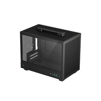 DeepCool CH160 Ultra-Portable Gaming Case Black Micro Tower with Tempered Glass Side Window Panel, Advanced Cooling, USB 3.0/USB-C Ports, Pre-Installed Fans, Mini-ITX