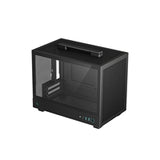 DeepCool CH160 Ultra-Portable Gaming Case Black Micro Tower with Tempered Glass Side Window Panel, Advanced Cooling, USB 3.0/USB-C Ports, Pre-Installed Fans, Mini-ITX