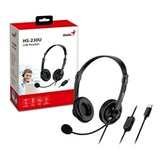 Genius HS-230U Headset with Mic, USB-C Connection, Plug and Play, Adjustable Headband and microphone with In-line Volume Control, Black