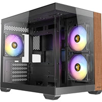 ANTEC CX600M Mini Tower Gaming Case, Black, 270 Full-View Tempered Glass with Exotic Wood, Up to 9 x 120 mm RGB Fans, 1 x USB 3.0 / 1 x USB Type-C, Micro ATX, ITX