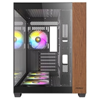 Antec CX800 Wood ARGB Mid-Tower PC Case with 3-Sided Tempered Glass Panoramic View, 9 Fan Positions, USB-C & USB-A