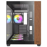 Antec CX800 Wood ARGB Mid-Tower PC Case with 3-Sided Tempered Glass Panoramic View, 9 Fan Positions, USB-C & USB-A