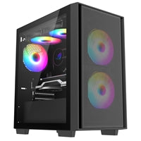 CRONUS Atlas Case, Gaming, Black, Micro Tower, 1 x USB 3.0 / 2 x USB 2.0, Tempered Glass Side Window Panel, Addressable RGB LED Fans, Micro ATX, Mini-ITX