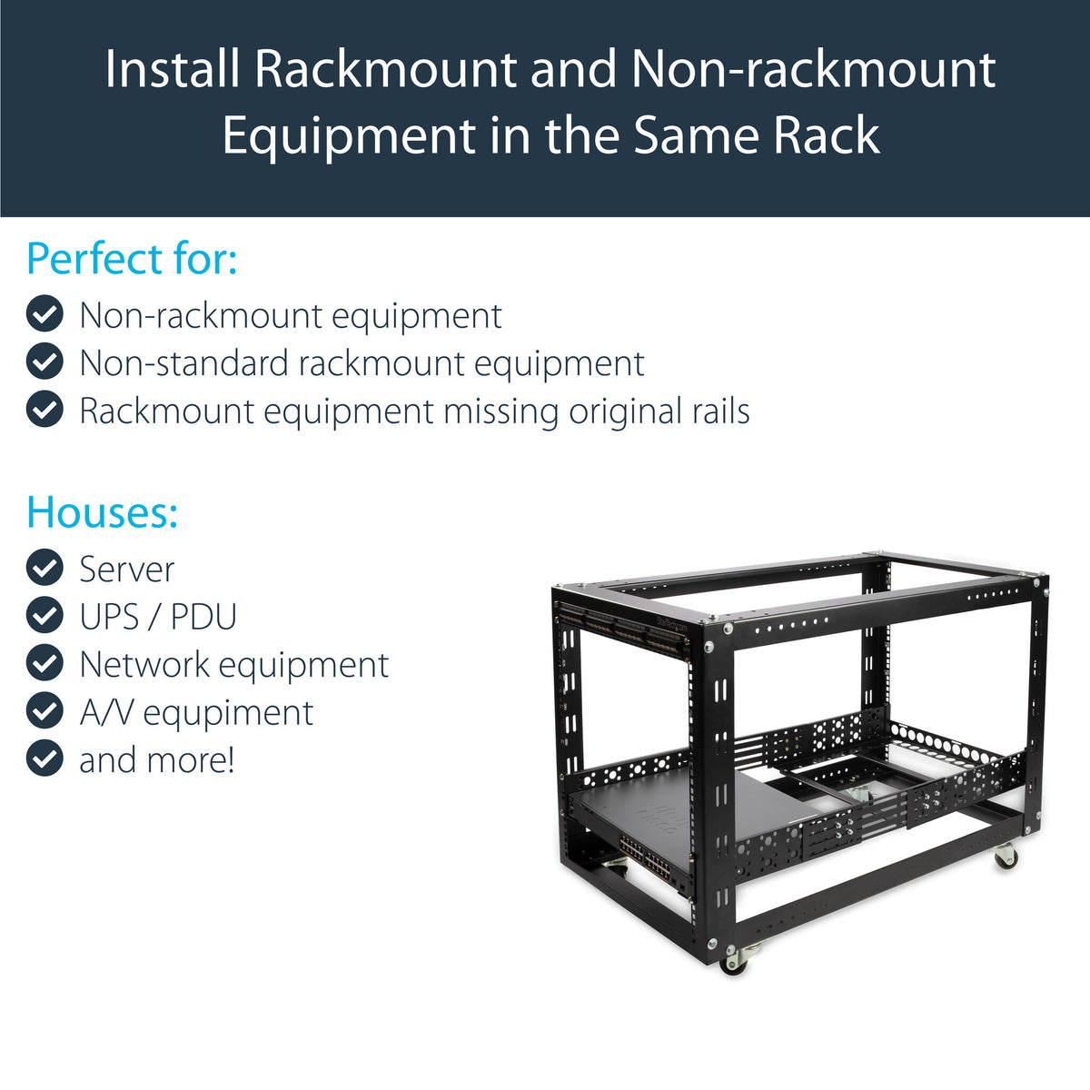 Server Rack Double Rack Rails StarTech.com 2U Fixed 19