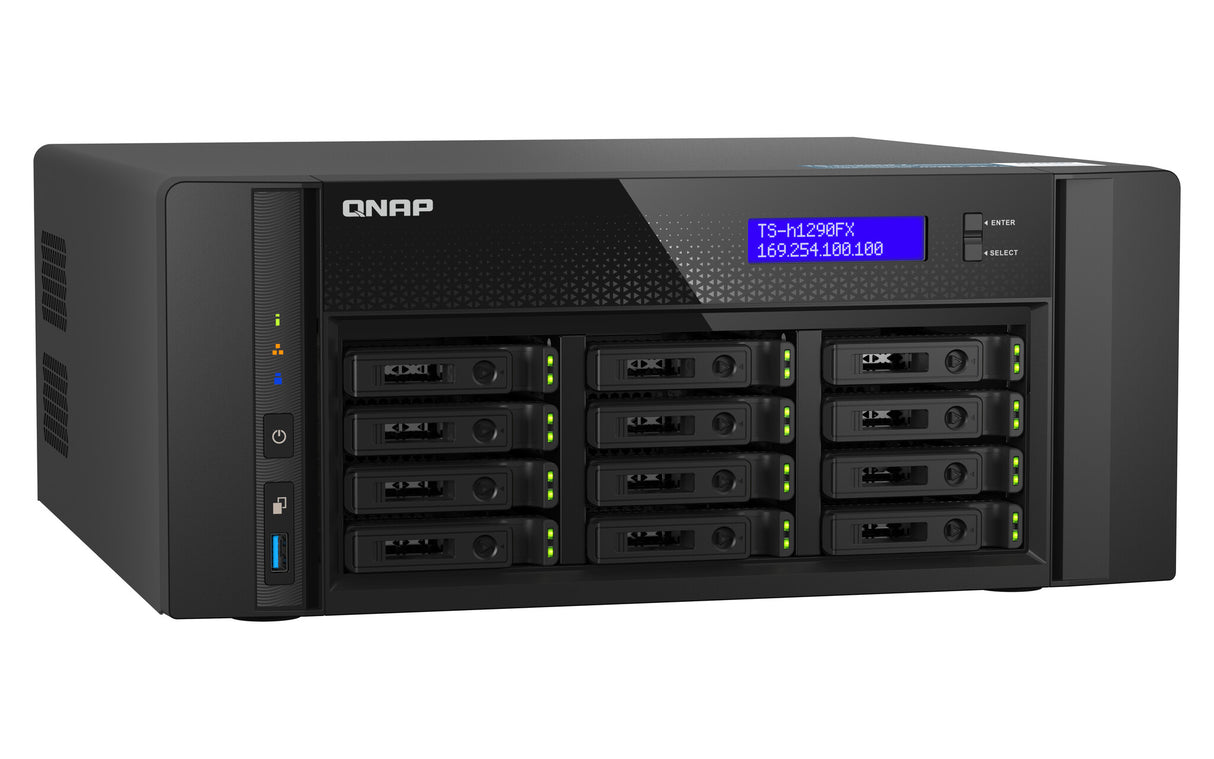 QNAP TS-h1290FX NAS Tower EPYC 7302P 128 GB DDR4 0 TB QuTS hero Black
