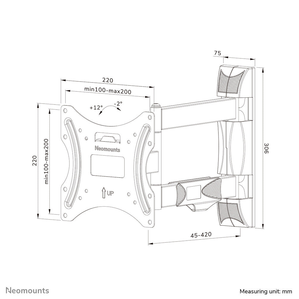 Neomounts WL40-550BL12 TV mount wall 32-55" - full motion - easy install