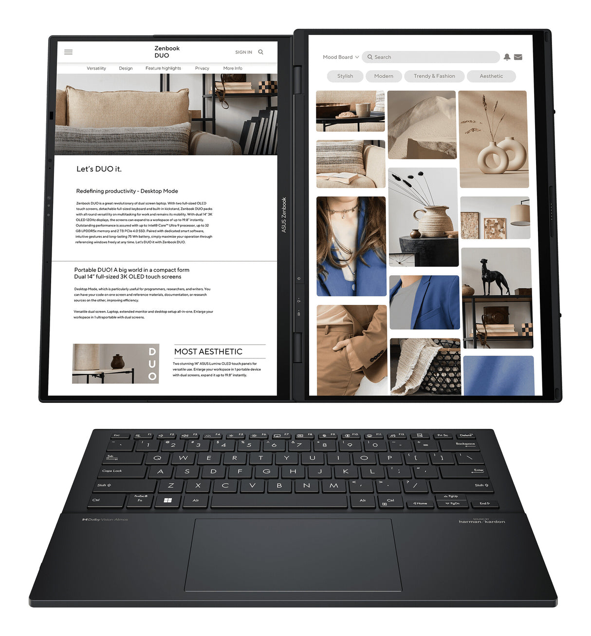 ASUS Zenbook Duo UX8406CA-QL249W Intel Core Ultra 9 285H Hybrid (2-in-1) 35.6 cm (14") Touchscreen WUXGA 32 GB LPDDR5x-SDRAM 1 TB SSD Wi-Fi 7 (802.11be) Windows 11 Home Grey