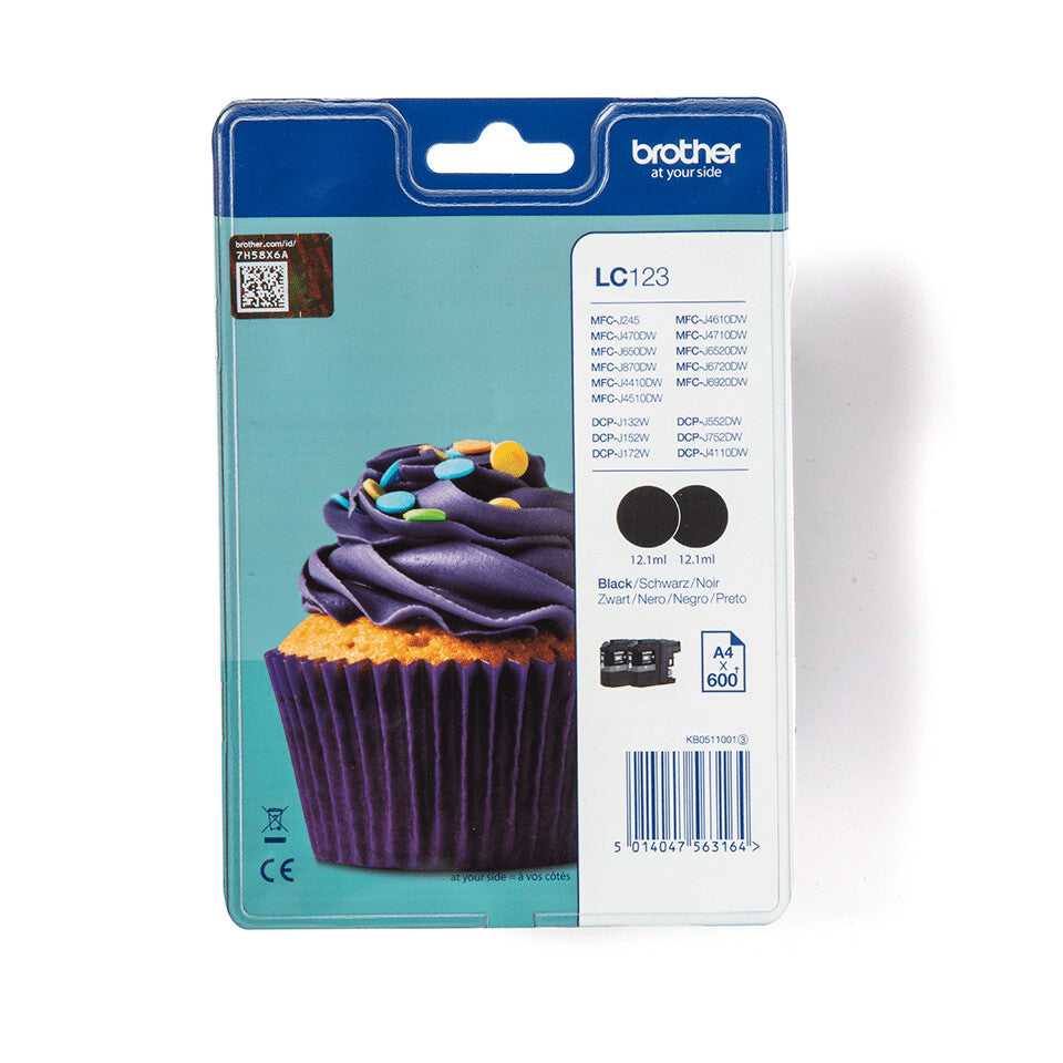 Brother LC123BKBP2 ink cartridge 2 pc(s) Original Black