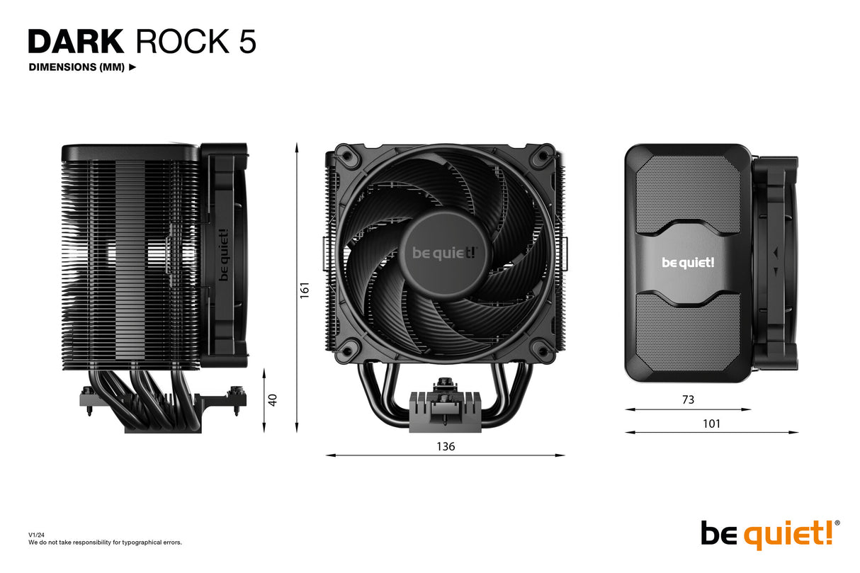 be quiet! DARK ROCK 5 Processor Air cooler 12 cm Black 1 pc(s)