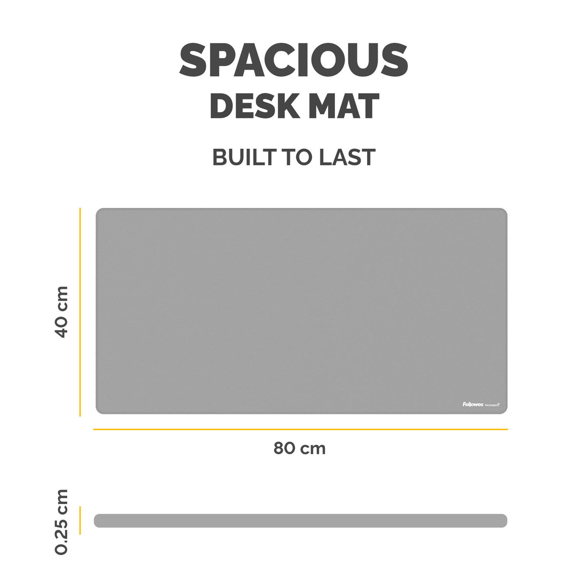 Fellowes Breyta - Desk mat: 80 x 40 cm - rubber - gray