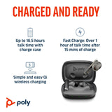 POLY Voyager Free 60 UC Carbon Black Earbuds +BT700 USB-A Adapter +Basic Charge Case