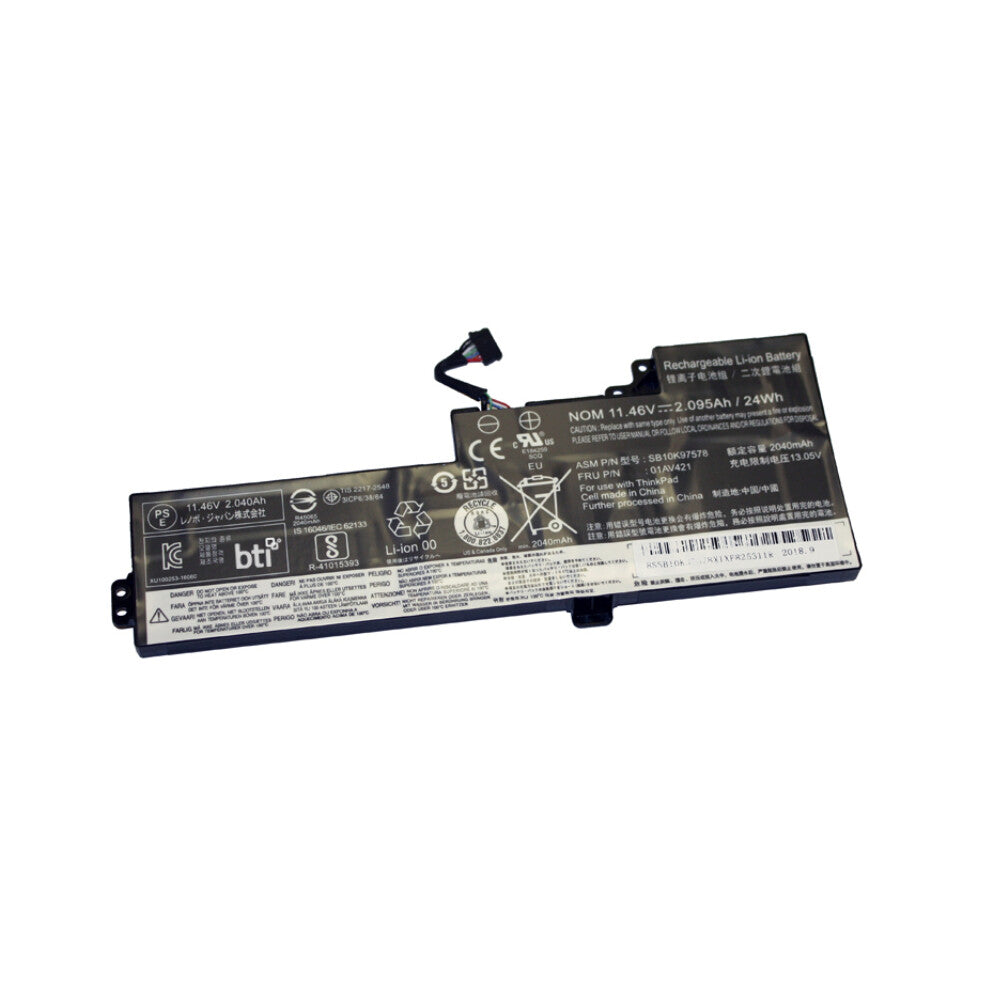 BTI 3-cell 24Wh 01AV420 compatible laptop battery for Lenovo Thinkpad T470 T480 - 18 month warranty