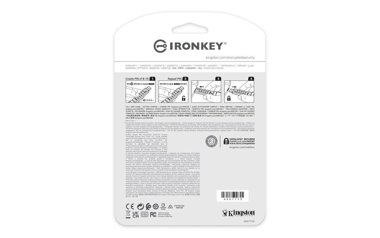 Kingston Technology IronKey 128GB Keypad 200, FIPS 140-3 Lvl 3 AES-256 Hardware Encrypted