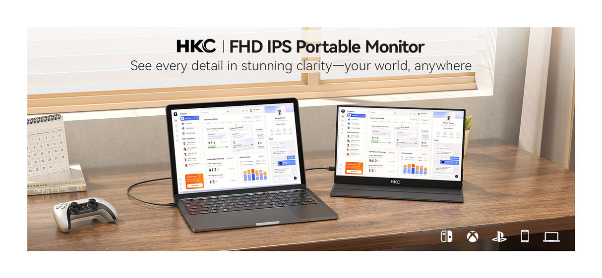 HKC V16 portable TV/monitor Portable monitor Black 39.6 cm (15.6") 1920 x 1080 pixels