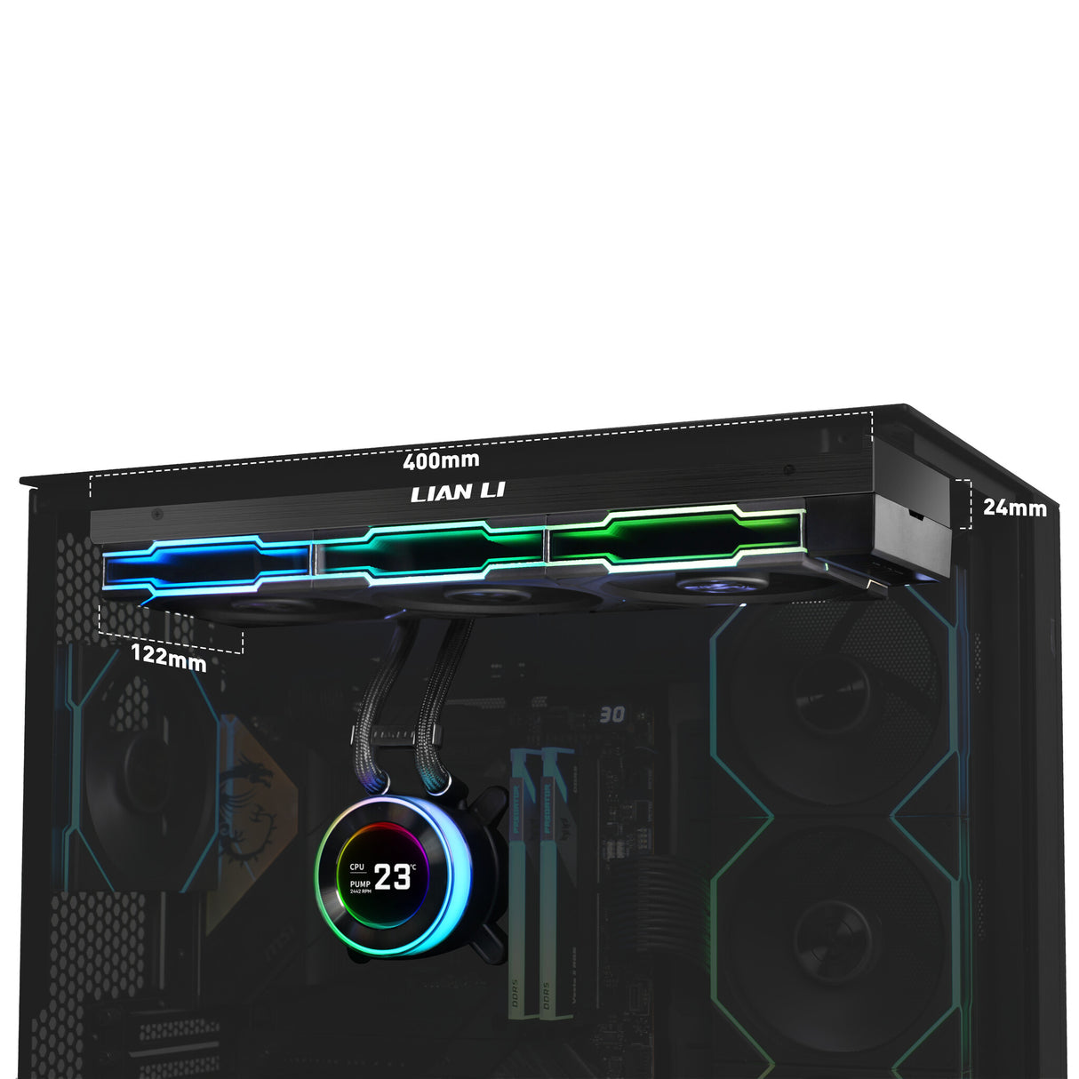 Lian Li GA II Hydroshift II LCD-C 360TL Processor All-in-one liquid cooler 12 cm Black 1 pc(s)